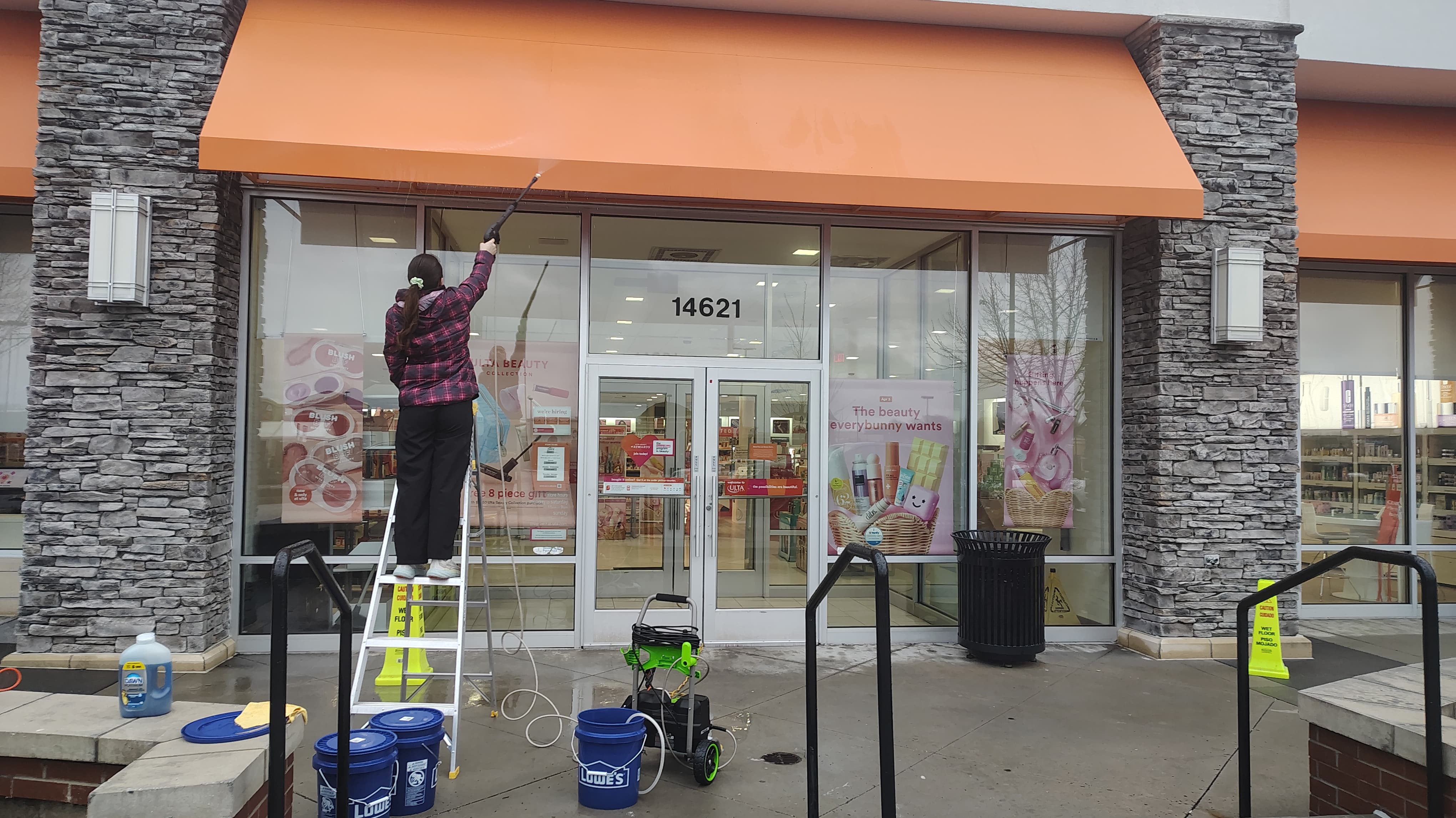 Pressure washing example